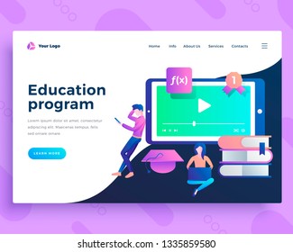Landing page template education program concept with office people. Modern flat design web page design for website and mobile website. Vector illustration