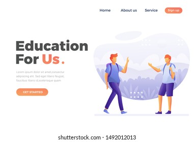 Landing page template of education. Unique Modern flat design concept of web page design for website and mobile website. Easy to edit and customize. Vector illustration