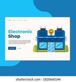 Landing page template of The Electronic Shop. Modern flat design concept of web page design for website and mobile website. Easy to edit and customize. Vector Illustration