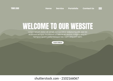 Landing page template of Explore Mountain. Mountain landscape. Modern flat design concept of web page design for website and mobile website. Easy to edit and customize. Vector illustration