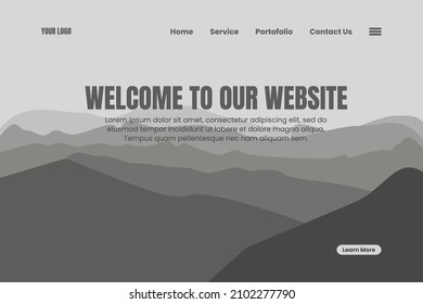 Landing page template of Explore Mountain. Mountain landscape. Modern flat design concept of web page design for website and mobile website. Easy to edit and customize. Vector illustration