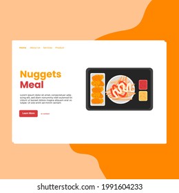 Landing Page Template Of Fast Food Meal. Modern Flat Design Concept Of Web Page Design For Website And Mobile Website. Easy To Edit And Customize. Vector Illustration