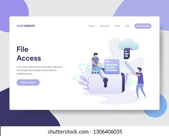 Landing page template of File Access Illustration Concept. Modern flat design concept of web page design for website and mobile website.Vector illustration