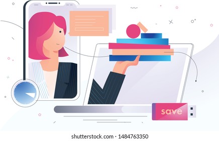 Landing page template of File Access Illustration Concept. Vector illustration