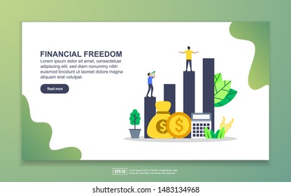 Landing page template of financial freedom. Modern flat design concept of web page design for website and mobile website. Easy to edit and customize.