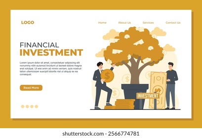 Landing page template for financial investment, designed to plan, track, and manage investments