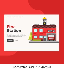 Landing page template of FireStation. Modern flat design concept of web page design for website and mobile website. Easy to edit and customize. Vector Illustration