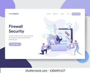 Landing page template of Firewall Security Illustration Concept. Modern flat design concept of web page design for website and mobile website.Vector illustration