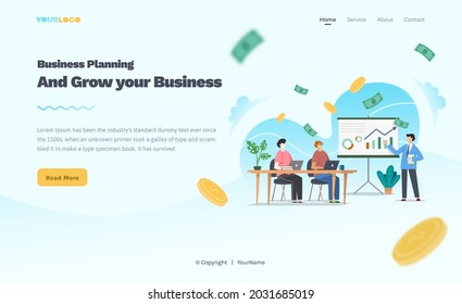 Landing Page Template with flat Character illustration Growing Business