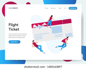 Landing page template of Flight Ticket Illustration Concept. Modern design concept of web page design for website and mobile website.Vector illustration EPS 10