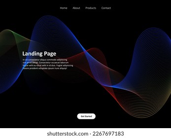 Landing page template with a flowing waves design