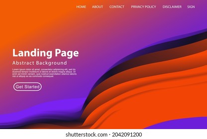 Landing Page Template Fluid Abstract Design Background Vector