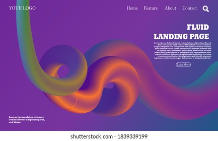 Landing page template with fluid shapes and geometric patterns, beautiful colors, subtle and soft textures for business website designs and more