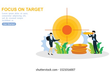 Landing page template of focus on target. modern flat design concept of web page design for website and mobile website