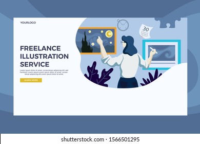 Landing page template with freelancer concept