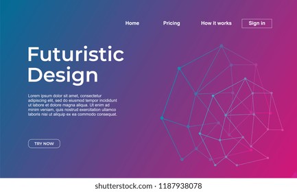 Landing page template with futuristic design theme gradient abstract colorful background. Vector illustration eps 10.