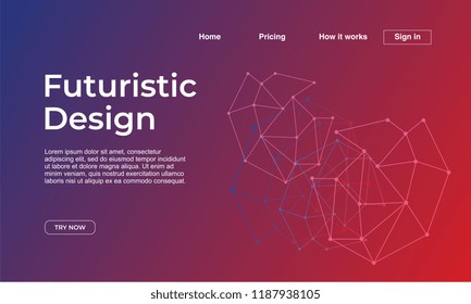 Landing page template with futuristic design theme gradient abstract colorful background. Vector illustration eps 10.