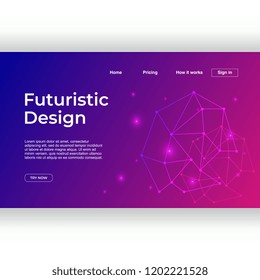 Landing page template with futuristic design theme gradient abstract colorful background. Vector illustration eps 10.