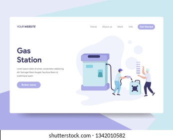 Landing page template of Gas Station Illustration Concept. Isometric flat design concept of web page design for website and mobile website.Vector illustration