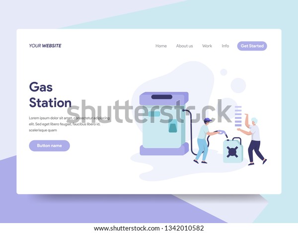 Landing page template of Gas
Station Illustration Concept. Isometric flat design concept of web
page design for website and mobile website.Vector
illustration