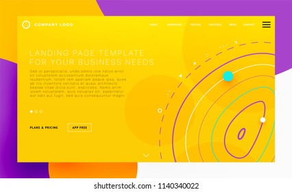 Landing page template with geometric patterns, elements and shapes for business website design. Eps10 vector illustration