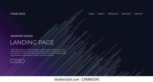 Landing page template with geometric patterns for business website design,Business website template.