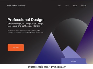 Landing page template with geometric patterns for business website design. Eps10 vector illustration