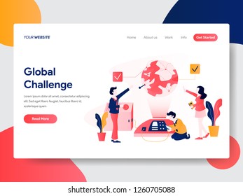 Landing page template of Global Challenge Concept. Modern flat design concept of web page design for website and mobile website.Vector illustration