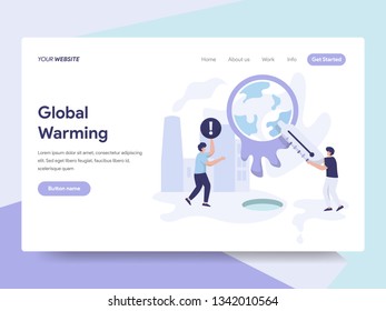 Landing page template of Global Warming Illustration Concept. Isometric flat design concept of web page design for website and mobile website.Vector illustration