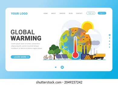 Landing page template global warming design concept vector illustration