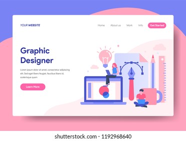 Landing Page Template Of Graphic Designer Concept. Modern Flat Design Concept Of Web Page Design For Website And Mobile Website.Vector Illustration