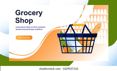 Landing page template of grosery shop. Modern flat design concept of web page design for website and mobile website. Easy to edit and customize. Vector illustration