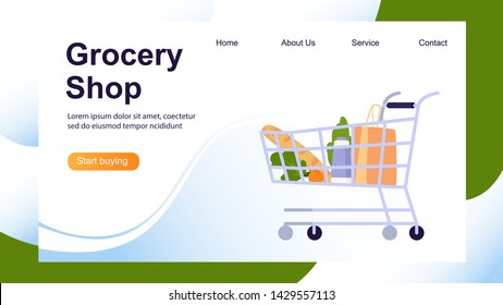 Landing page template of grosery shop. Modern flat design concept of web page design for website and mobile website. Easy to edit and customize. Vector illustration