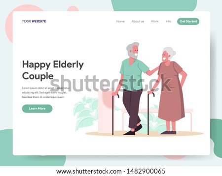 Landing page template of Happy Elderly Couple Illustration Concept. Modern design concept of web page design for website and mobile website.Vector illustration EPS 10