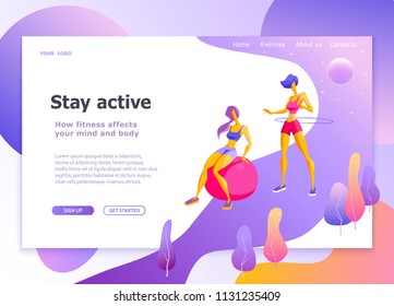 Landing page template of healthy lifestyle Womens fitness Modern flat design concept of web page design for website and mobile website Easy to edit and customize Vector illustration