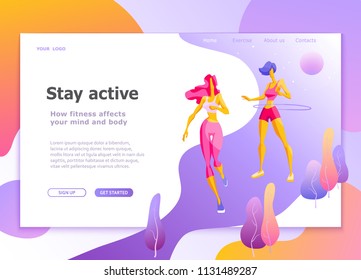 Landing page template of healthy lifestyle Womens fitness Modern flat design concept of web page design for website and mobile website Easy to edit and customize Vector illustration