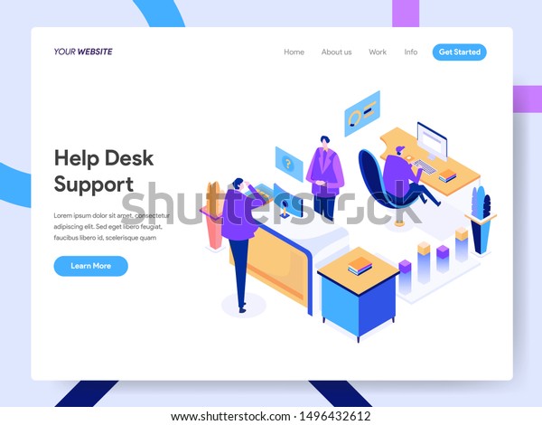 Landing Page Template Help Desk Support Stock Vector Royalty Free