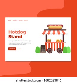 Landing page template of Hotdog Stand. Modern flat design concept of web page design for website and mobile website. Easy to edit and customize. Vector Illustration