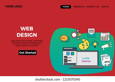 landing page template with illustration flat design