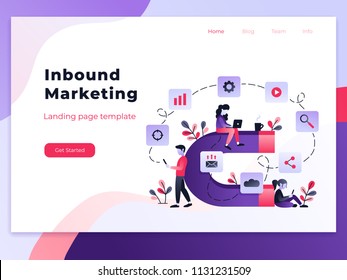 Landing page template of Inbound marketing. Modern flat design concept of web page design for website and mobile website. Easy to edit and customize. Vector illustration