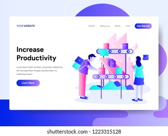 Landing page template of Increase Productivity Concept. Modern flat design concept of web page design for website and mobile website.Vector illustration