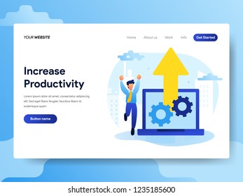 Landing page template of Increase Productivity Concept. Modern flat design concept of web page design for website and mobile website.Vector illustration