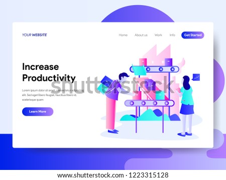 Landing page template of Increase Productivity Concept. Modern flat design concept of web page design for website and mobile website.Vector illustration