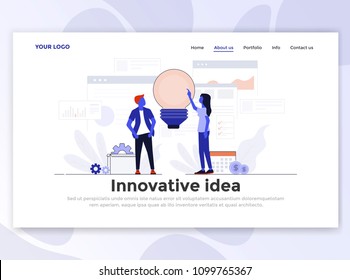 Landing page template of Innovative Idea. Modern flat design concept of web page design for website and mobile website. Easy to edit and customize. Vector illustration