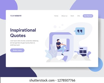Landing page template of Inspirational Quotes Illustration Concept. Modern flat design concept of web page design for website and mobile website.Vector illustration