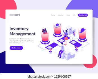 Landing page template of Inventory Management Illustration Concept. Isometric flat design concept of web page design for website and mobile website.Vector illustration