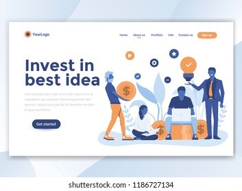 Landing Page Template Of Invest In Best Idea. Modern Flat Design Concept Of Web Page Design For Website And Mobile Website. Easy To Edit And Customize. Vector Illustration