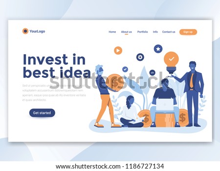Landing page template of Invest in best idea. Modern flat design concept of web page design for website and mobile website. Easy to edit and customize. Vector illustration