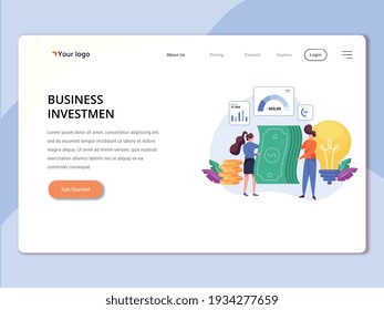 Landing page template with Invest illustration
