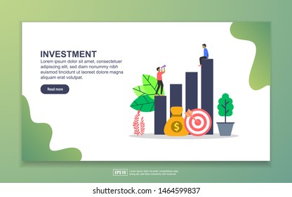 Landing page template of Investment. Modern flat design concept of web page design for website and mobile website. Easy to edit and customize